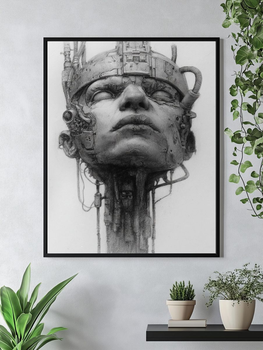 Cybernetic Head — Fine Art Print. — room view 4
