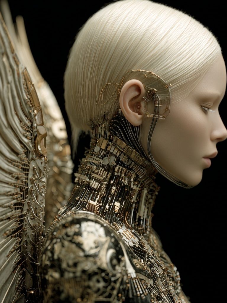 Cybernetic Angel Portrait Print. poster — illustration art