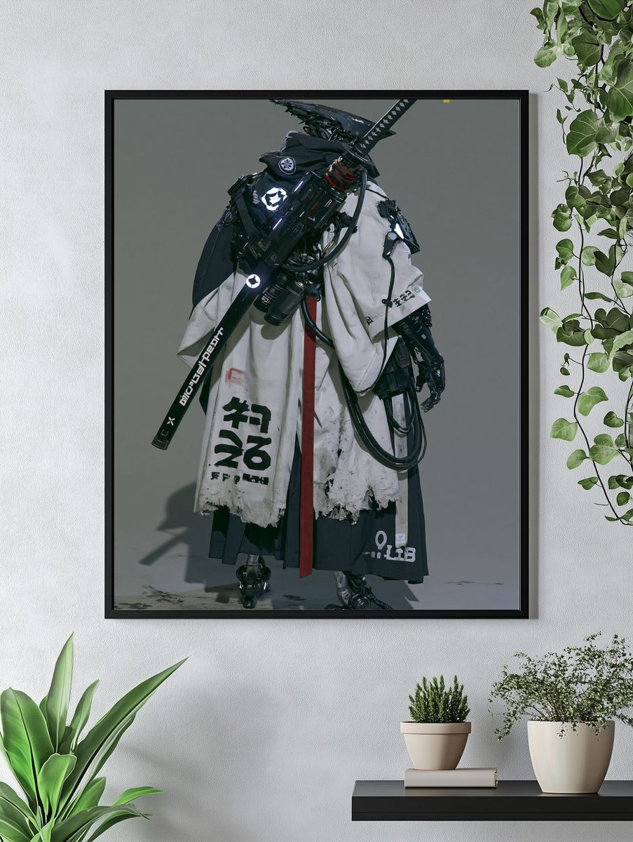 Cyber Samurai Portrait Print. — room view 4