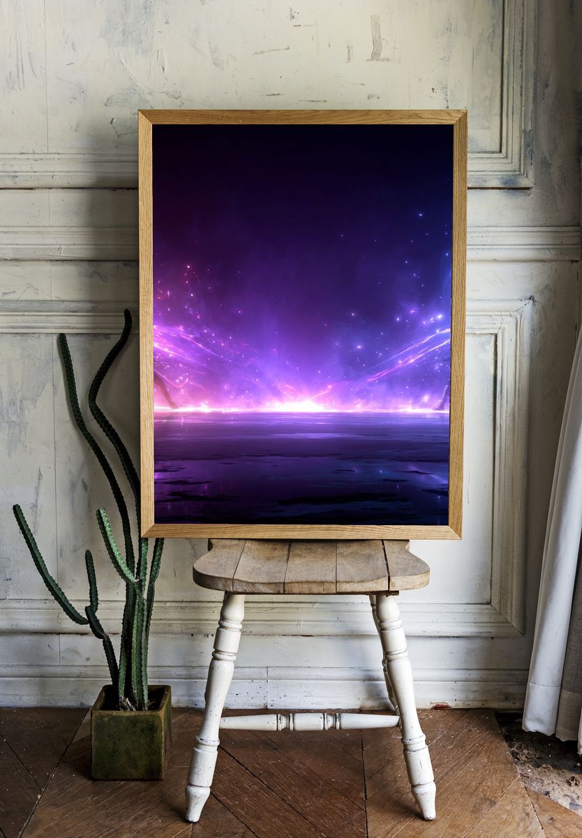 Epic Battle in Cosmic Space — Digital Art Print room preview