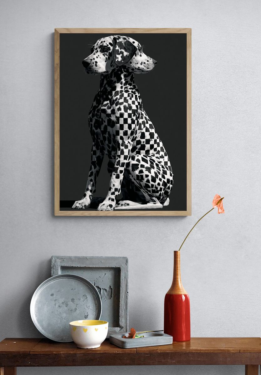 Dalmatian Checkerboard Photography Poster. — room view 3