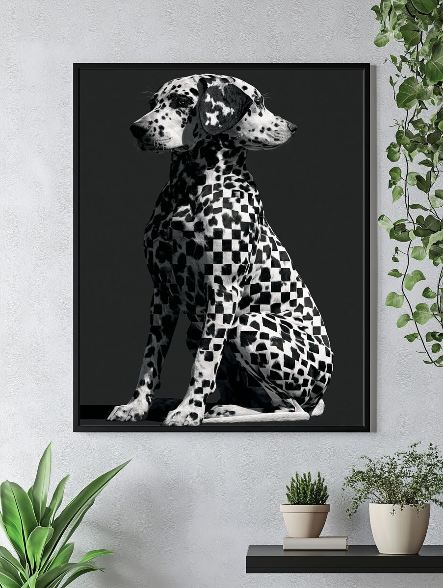 Dalmatian Checkerboard Photography Poster. — room view 4