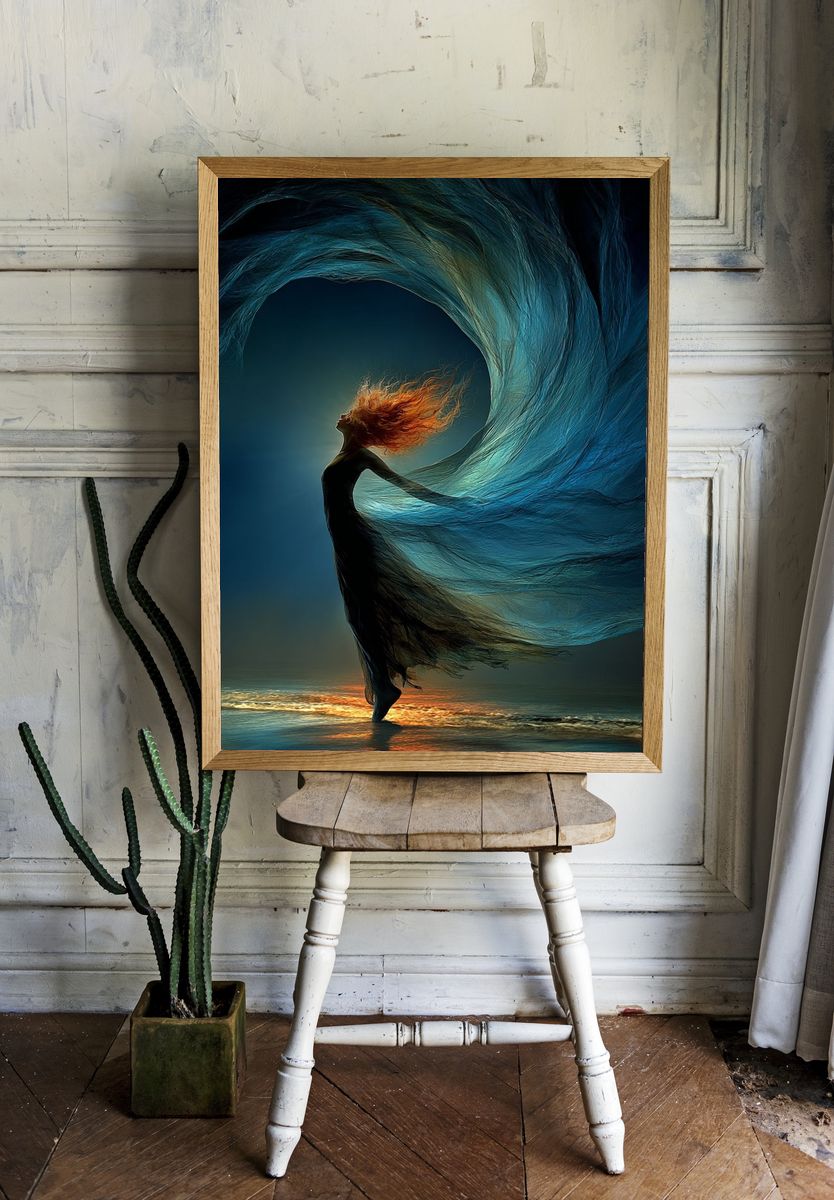 Dancer in Flowing Waves — Fine Art Print room preview