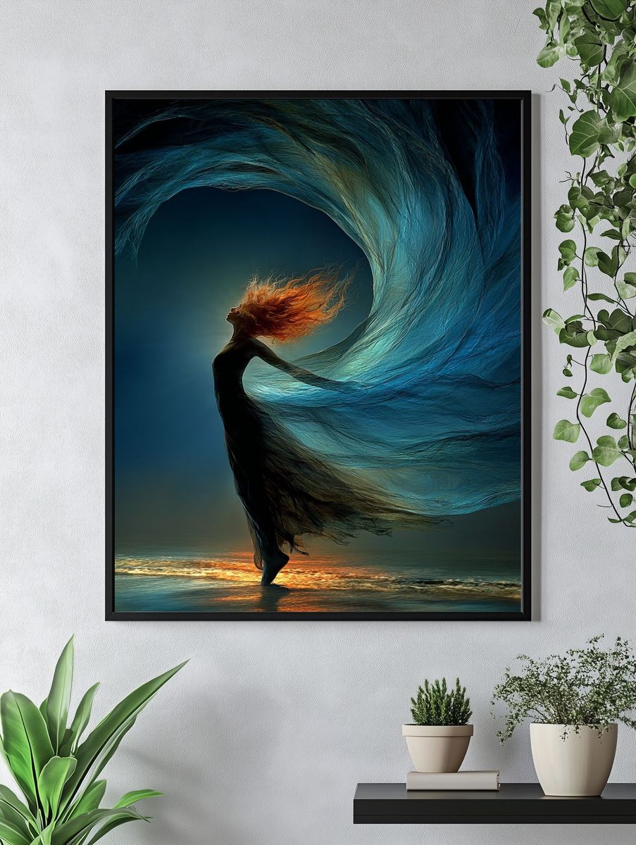 Dancer in Flowing Waves — Fine Art Print. — room view 4