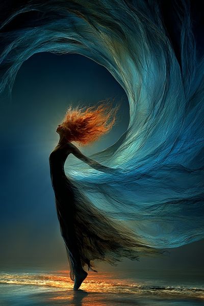 Dancer in Flowing Waves — Fine Art Print. poster print