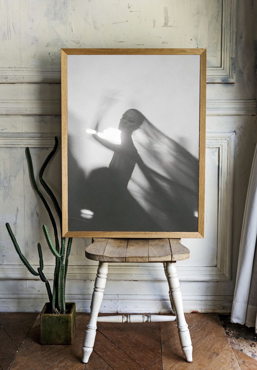 Dreamlike Dancer Black-White Poster. — room view 1