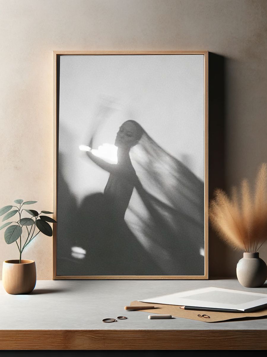 Dreamlike Dancer Black-White Poster. — room view 2