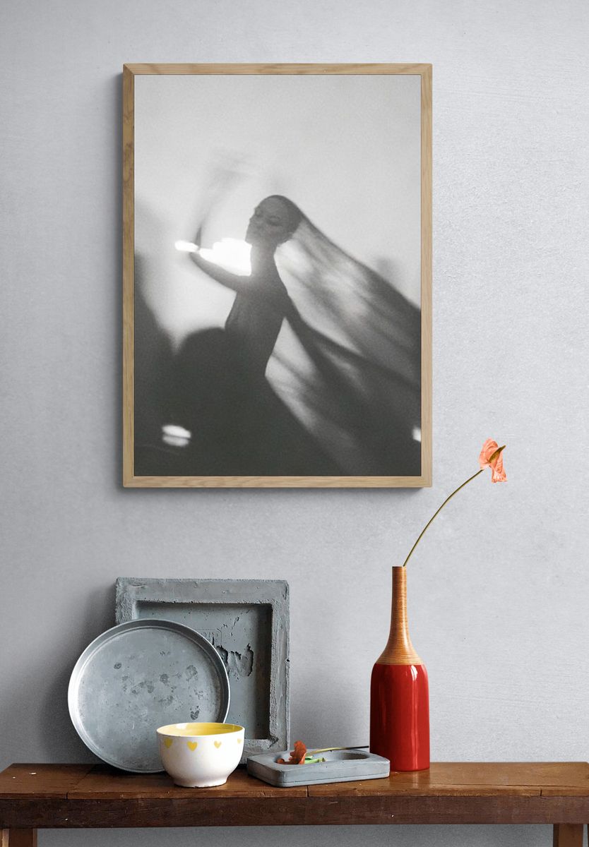 Dreamlike Dancer Black-White Poster. — room view 3