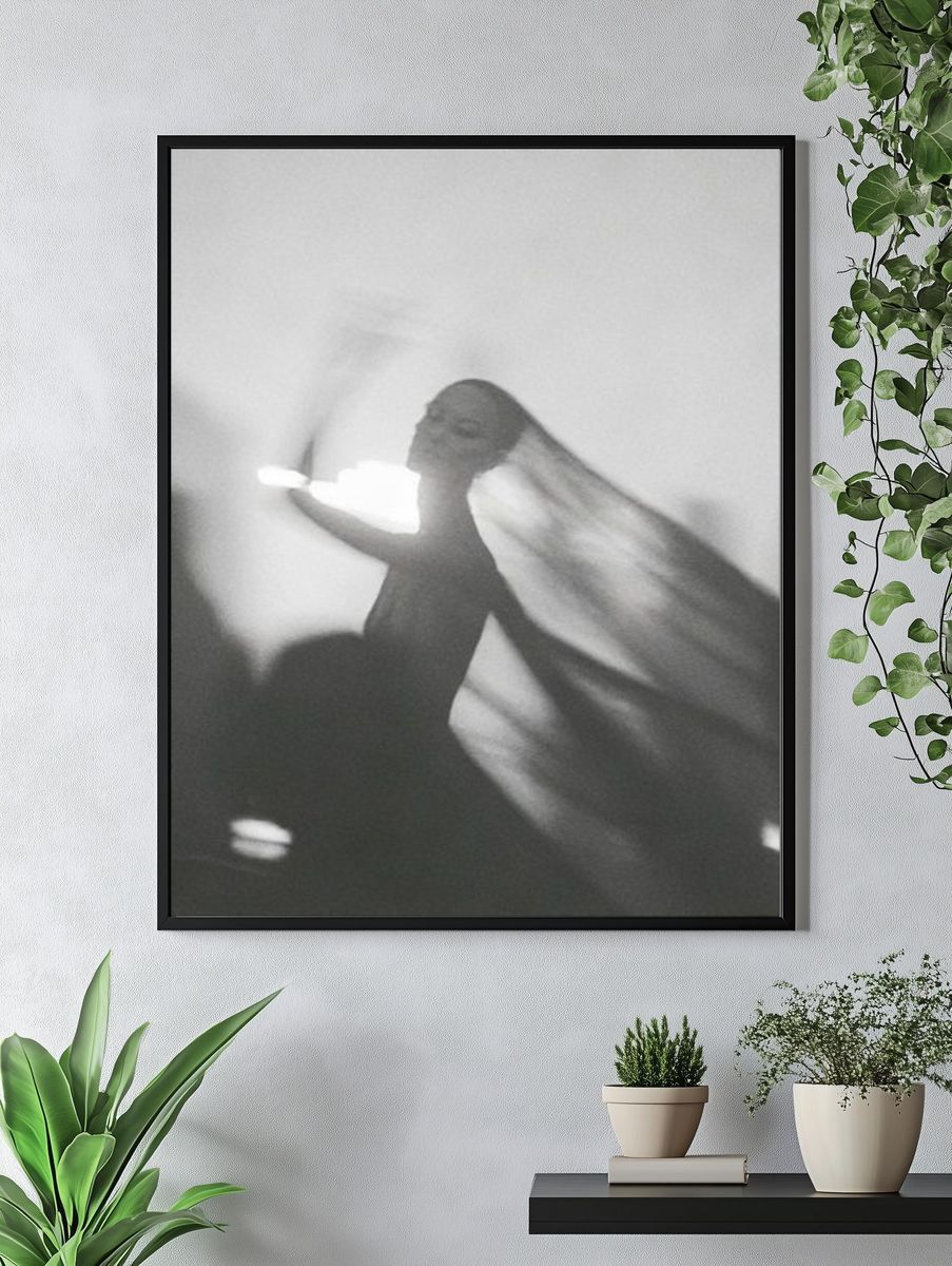 Dreamlike Dancer Black-White Poster. — room view 4