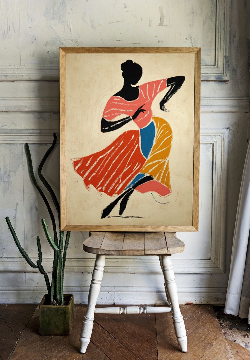 Dancer Silhouette — Abstract Print. — room view 1