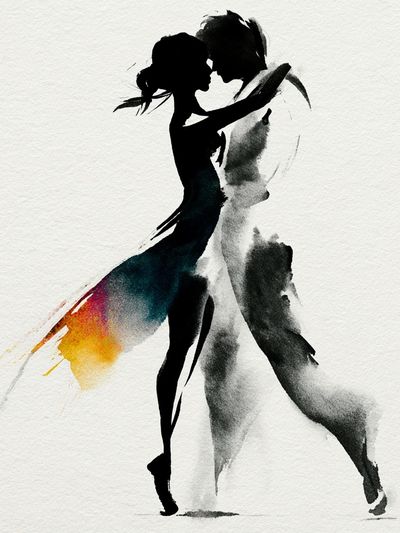 Dancing Couple Silhouette Print.