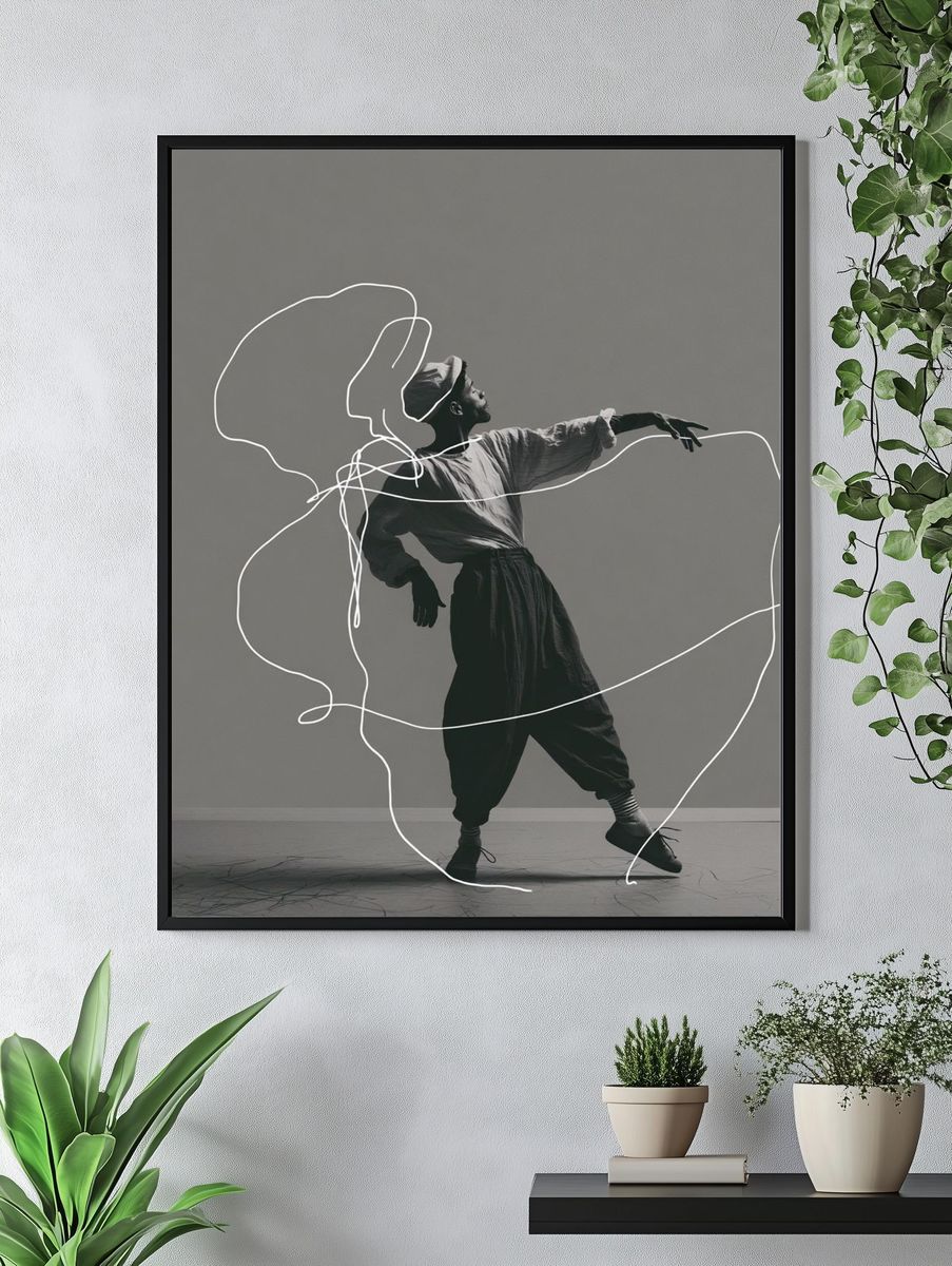 Contemporary Dancer Line Art Poster. — room view 4
