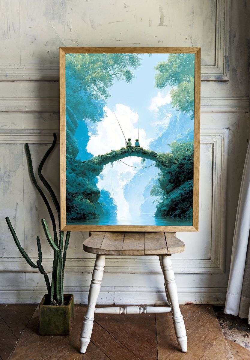 Fishing Friends — Digital Art Print room preview