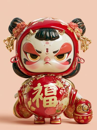 Lucky Daruma Doll Illustration Poster.
