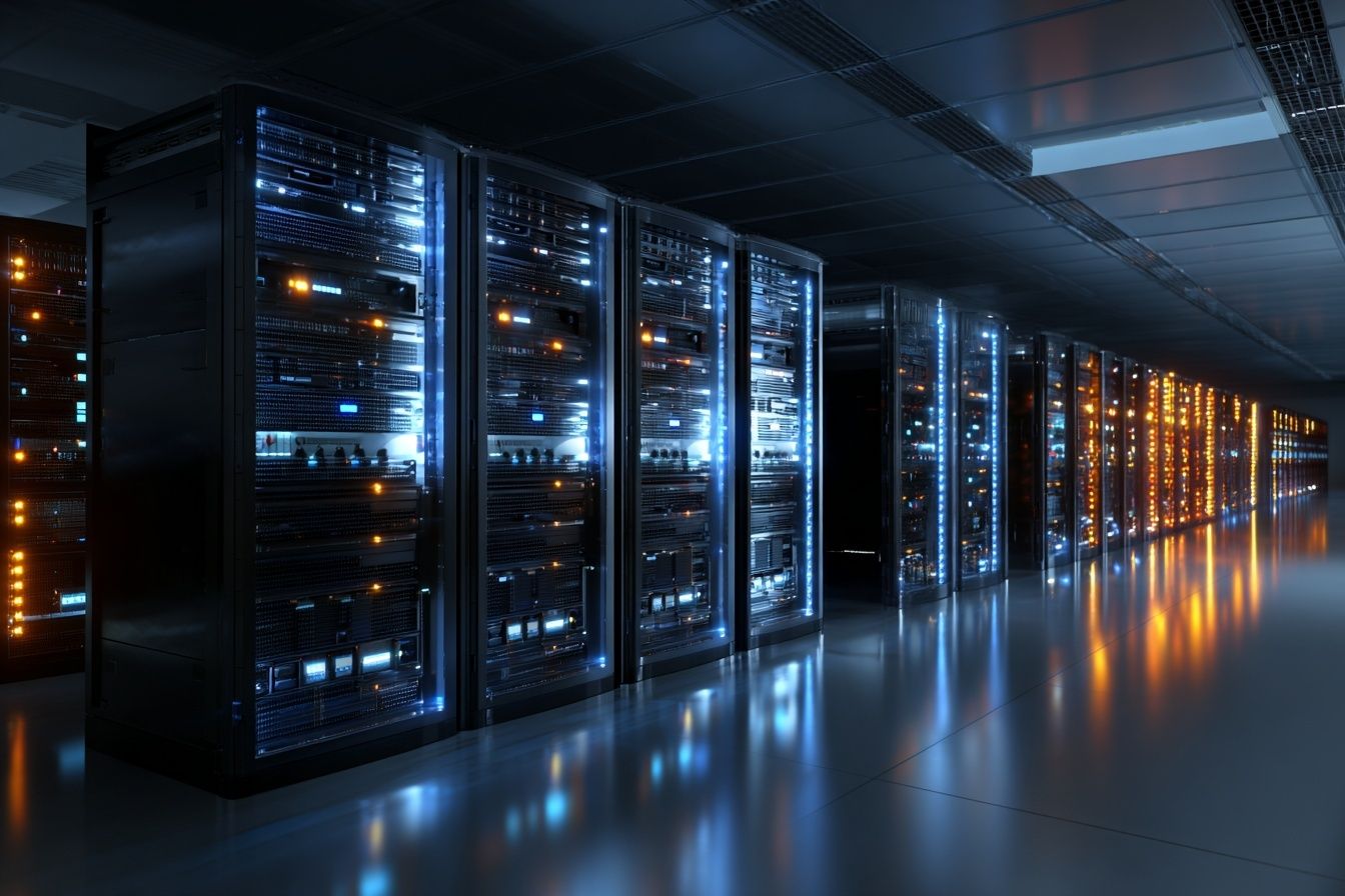 Futuristic Data Center Photography Poster. poster detail