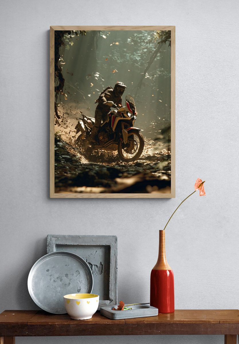 Adventure Dirt Bike Forest Poster. — room view 3