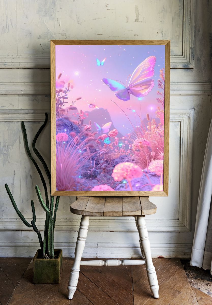 Dreamy Butterflies — Digital Art Print room preview