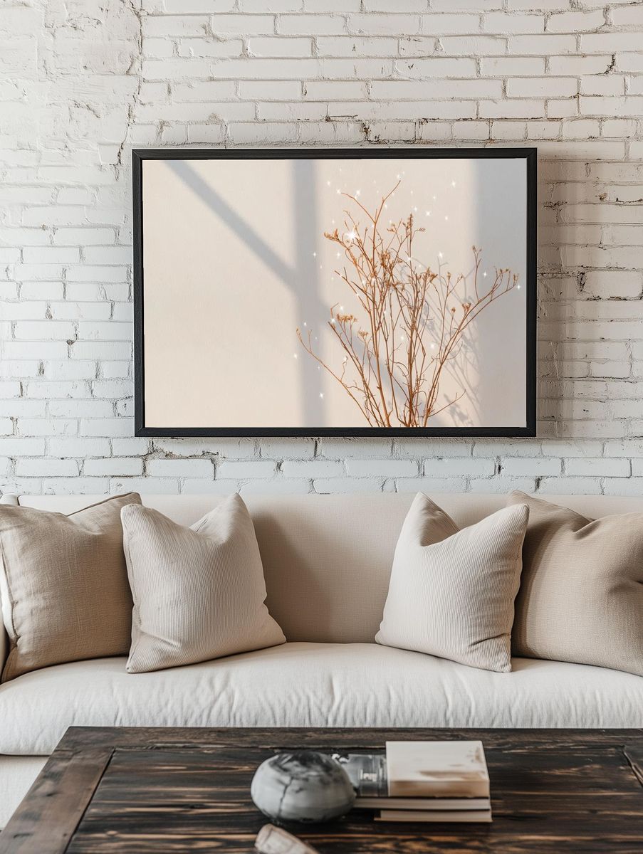 Dried Branches with Sparkles — Minimalist Print. — room view 1