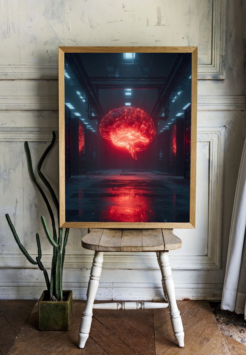 Neon Brain — Digital Art Print. — room view 1