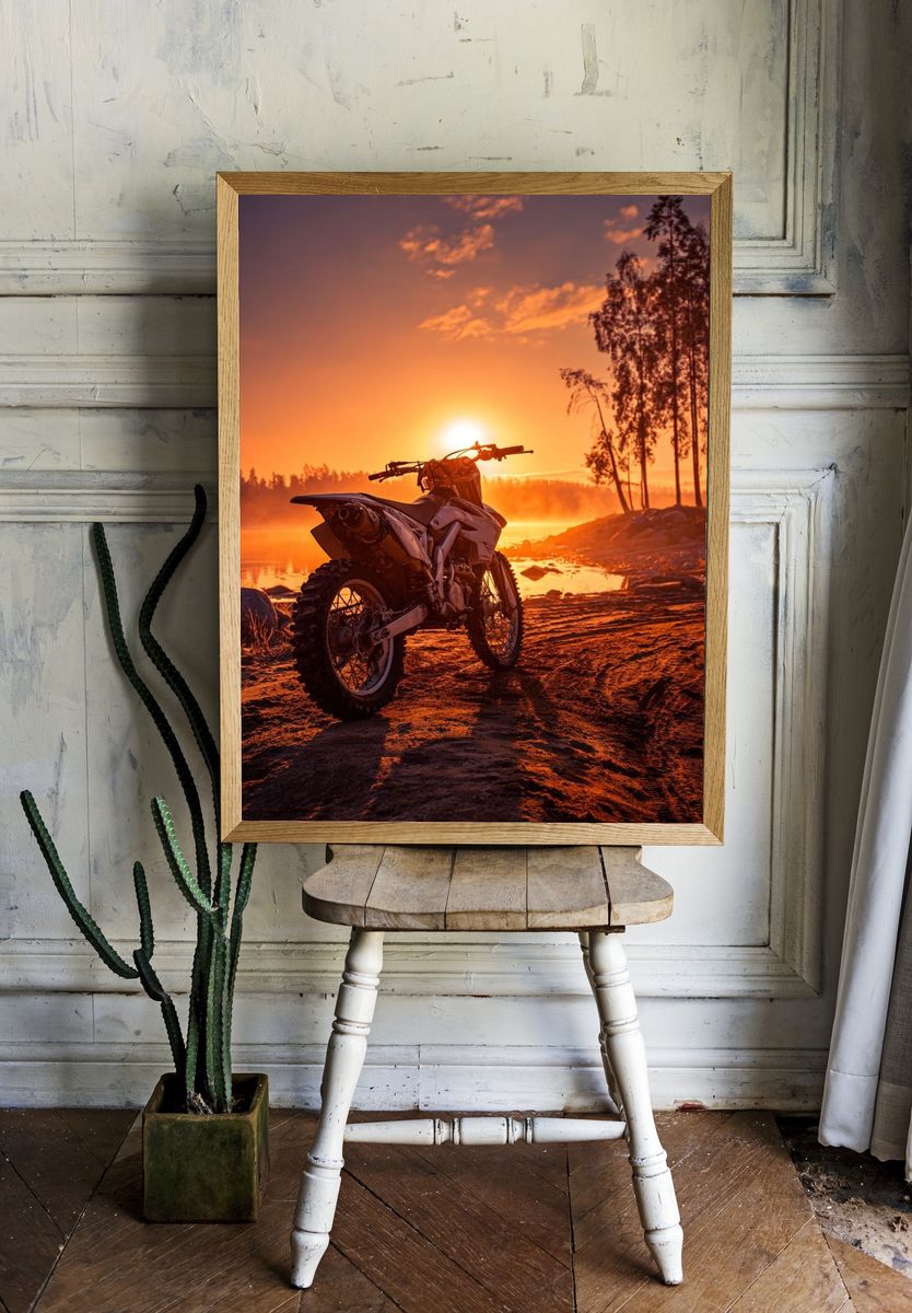 Dirt Bike Sunset Ride Poster. — room view 1