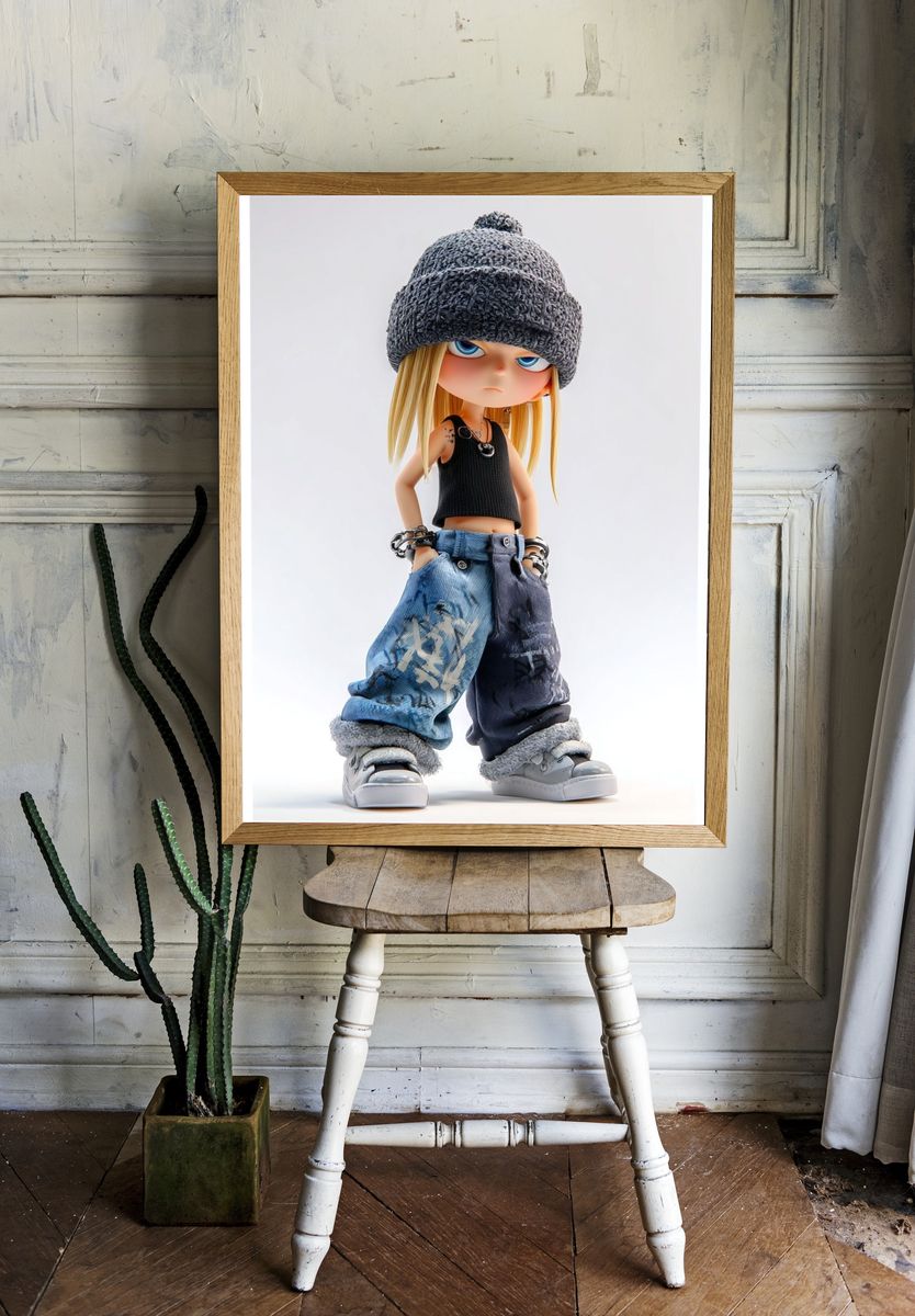 Stylish Cartoon Character — Digital Art Print room preview