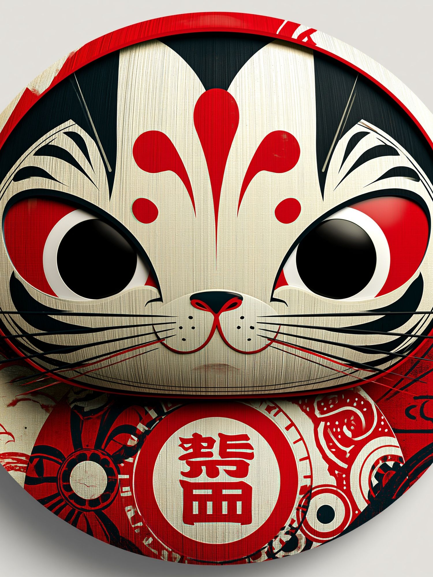 Daruma Cat Illustration Poster. poster detail