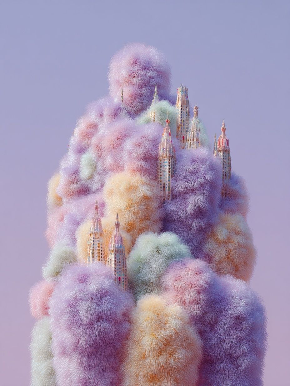 Fluffy Cityscape — Digital Art Print. poster detail