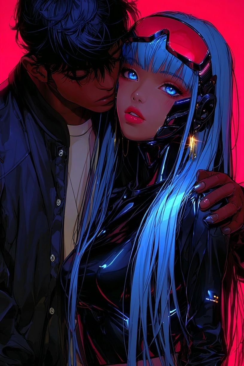 Futuristic Couple — Digital Art Print. poster detail