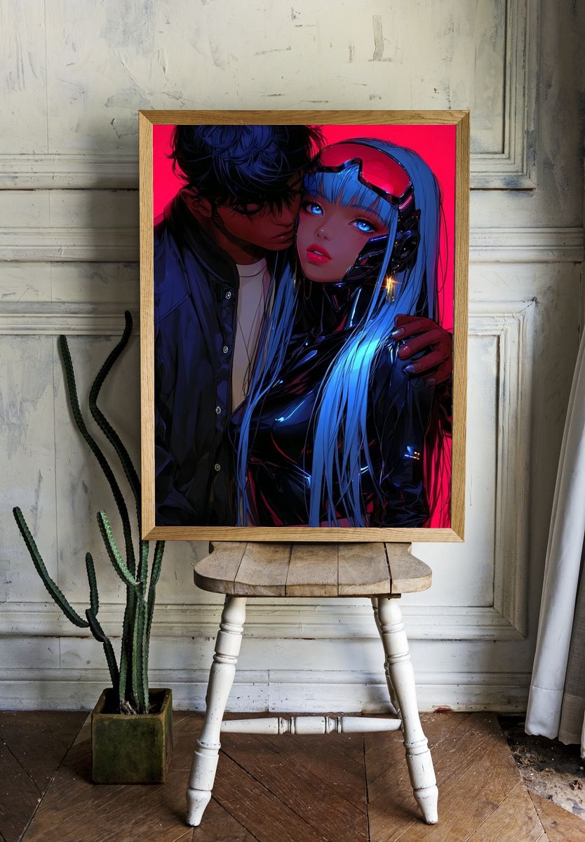 Futuristic Couple — Digital Art Print room preview