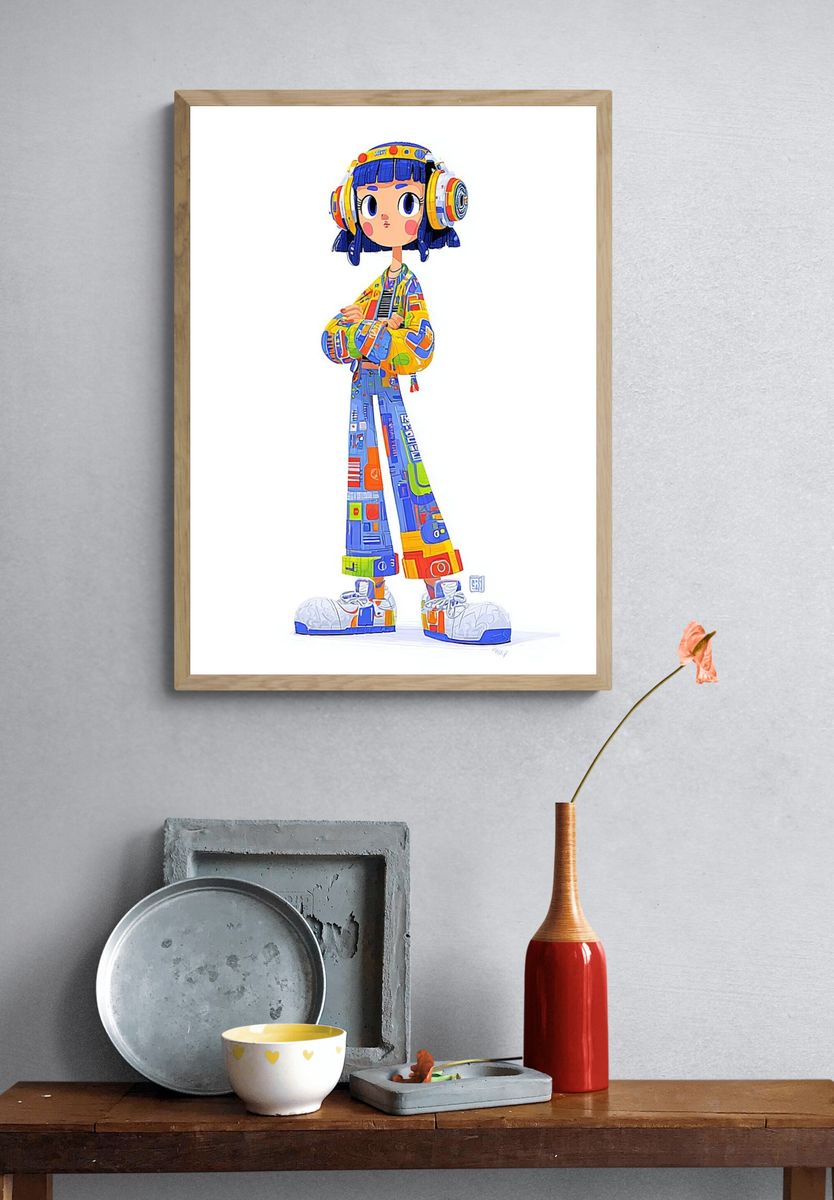 Stylish Character — Digital Art Print. — room view 3