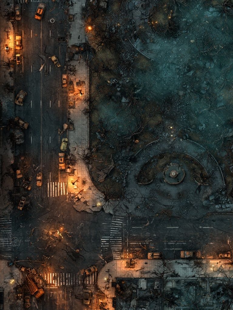 Dystopian City Ruins Illustration Poster. poster detail