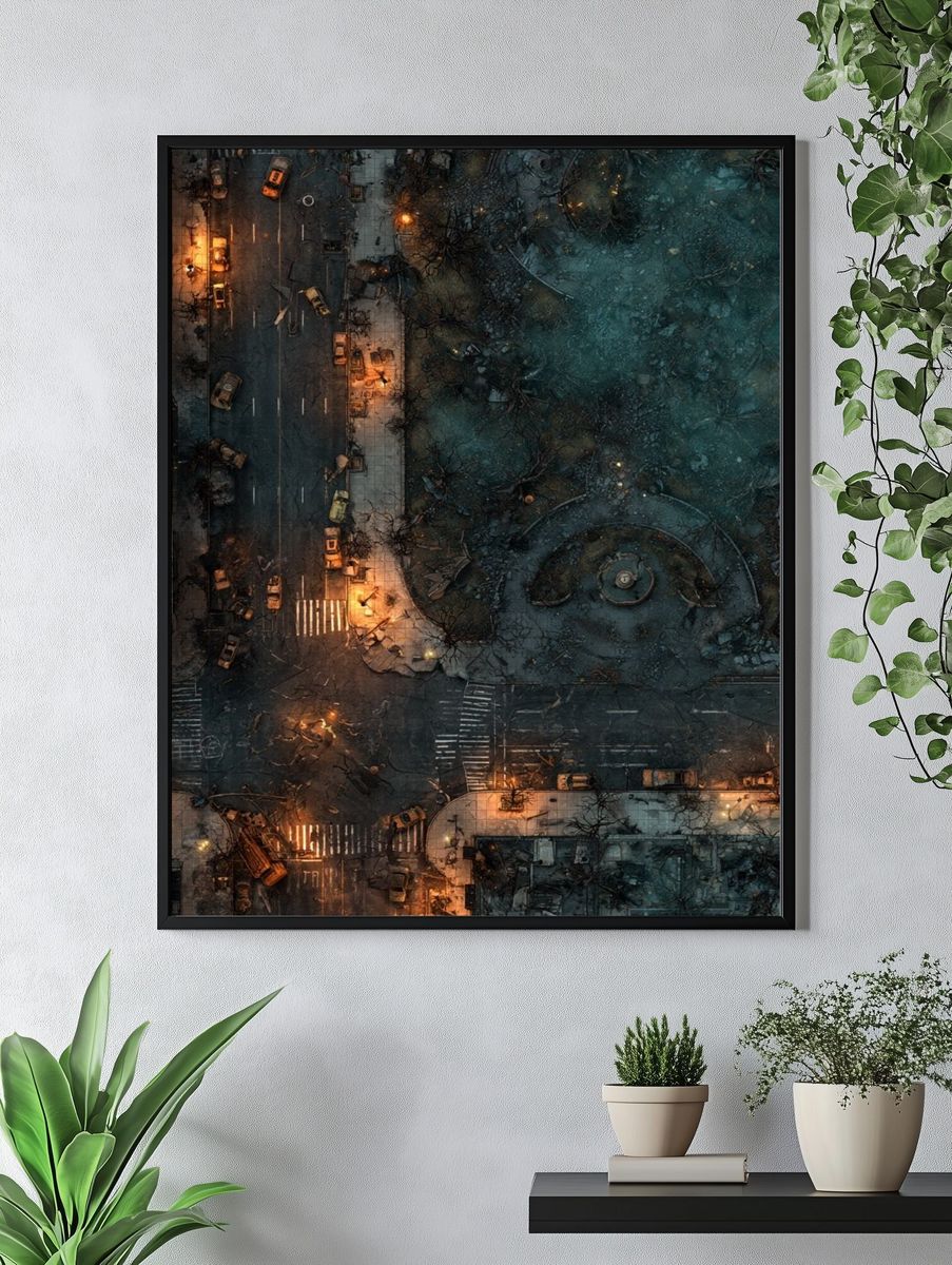 Dystopian City Ruins Illustration Poster. — room view 4