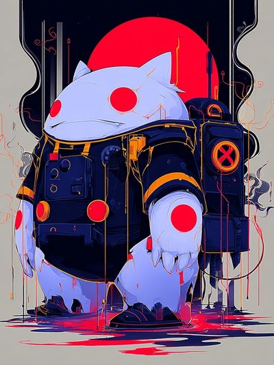 Futuristic Cat Astronaut — Digital Art Print. poster