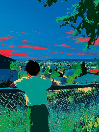 Child Overlooking Cityscape