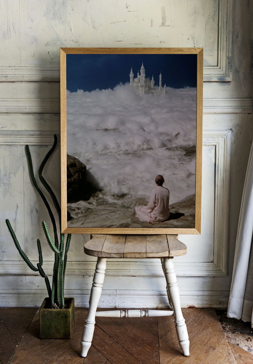 Dreamy Castle in the Clouds — Surrealism Print room preview