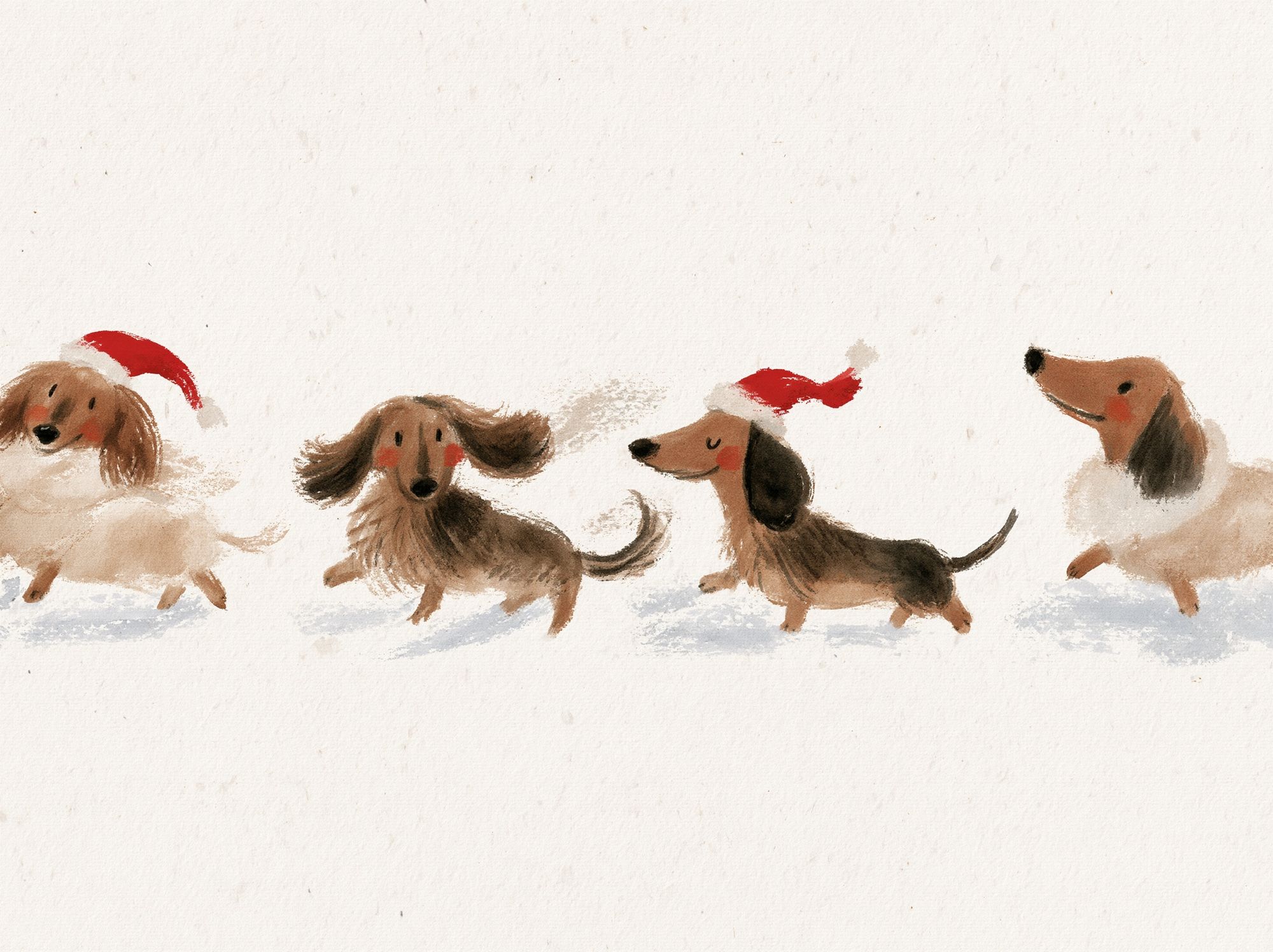Christmas Dachshunds Watercolor Poster. poster — illustration art