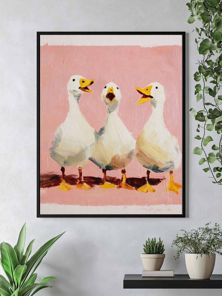 Three Singing Ducks — Illustration Print. — room view 4