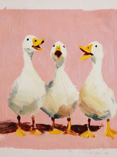 Three Singing Ducks — Illustration Print. poster