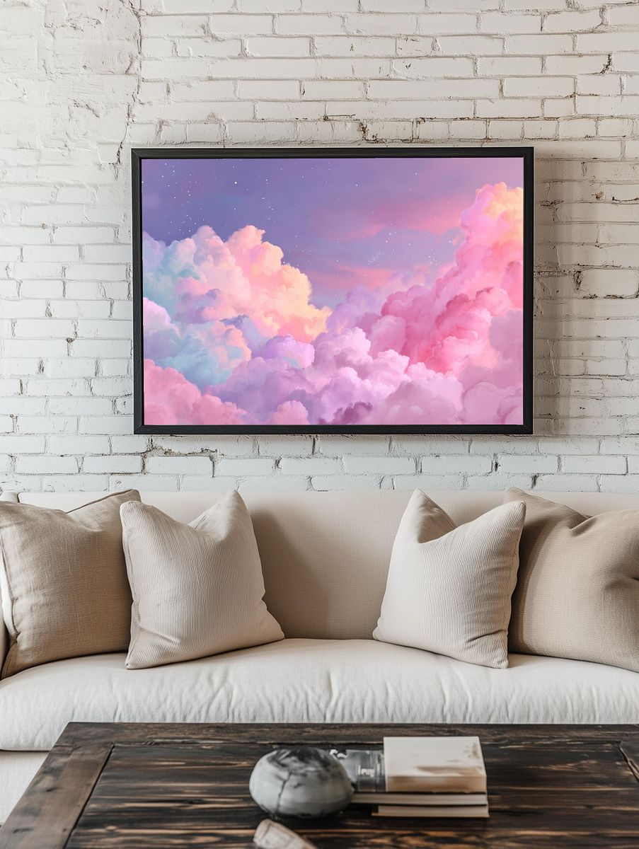 Dreamy Clouds — Digital Art Print room preview