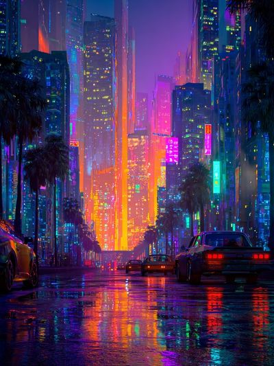 Neon Cityscape — Digital Art Print. poster