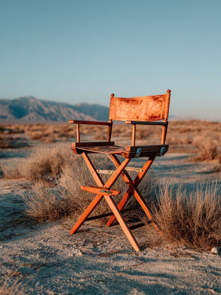 Director's Chair in Desert Landscape Poster. poster detail