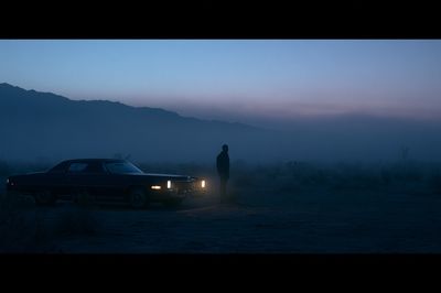 Desert Car at Dusk Photography Poster.