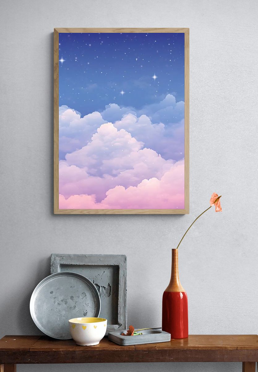 Dreamy Clouds at Twilight Poster. — room view 3