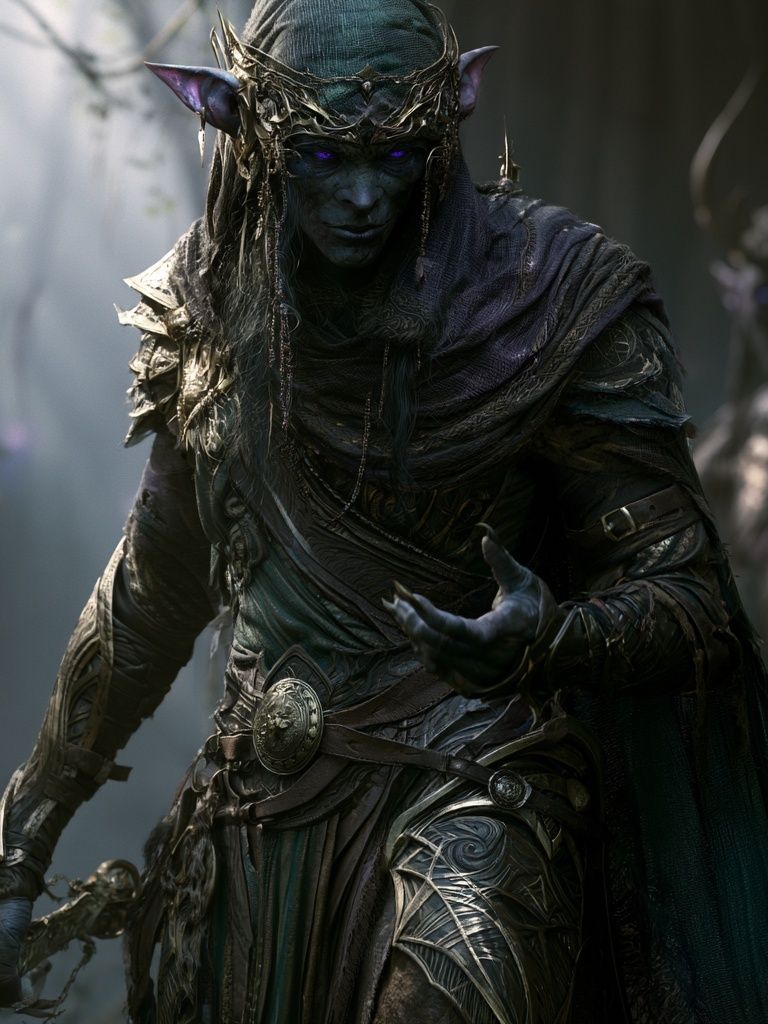 Dark Elf Fantasy Art Print. poster detail