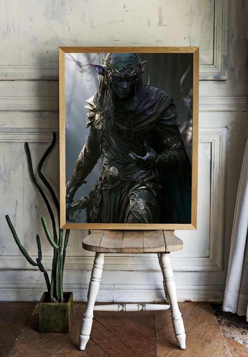 Dark Elf Fantasy Art Print. — room view 1