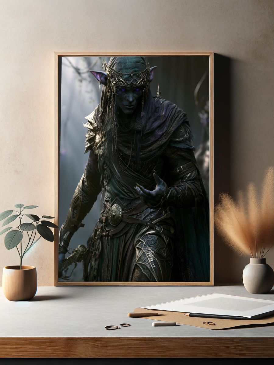 Dark Elf Fantasy Art Print. — room view 2