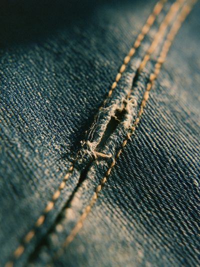 Denim Stitch Macro Photography Poster. poster