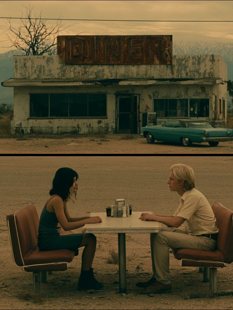 Desert Diner Scene Photography Poster. poster detail