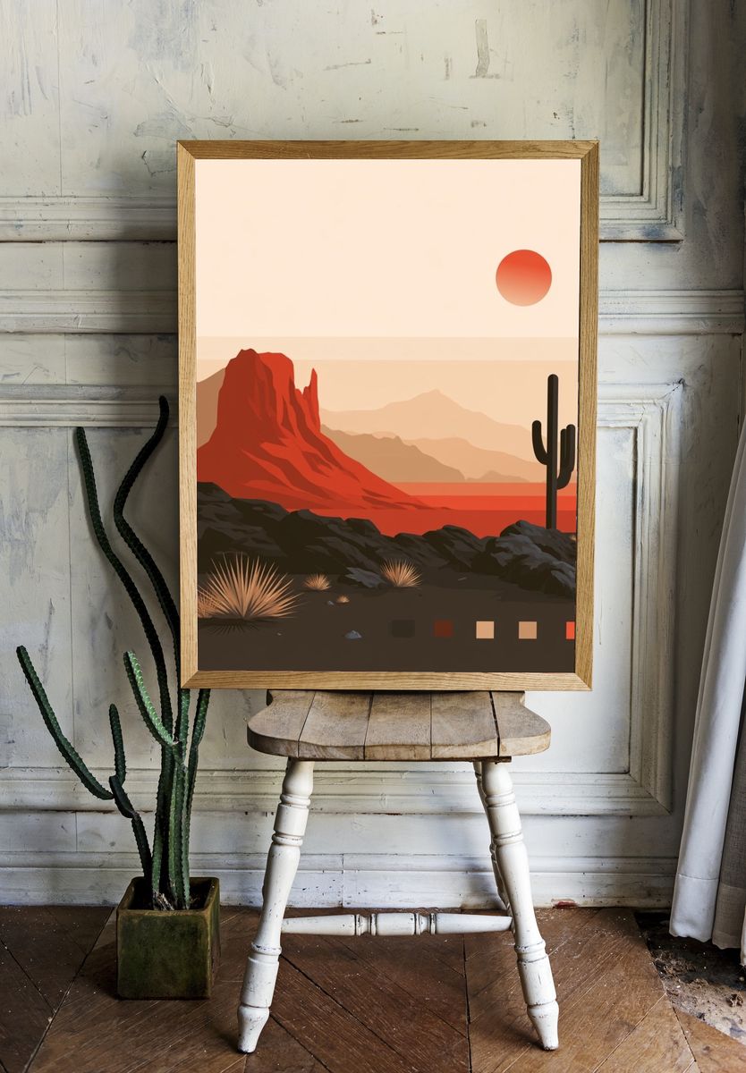 Desert Mesa Sunset Print. — room view 1
