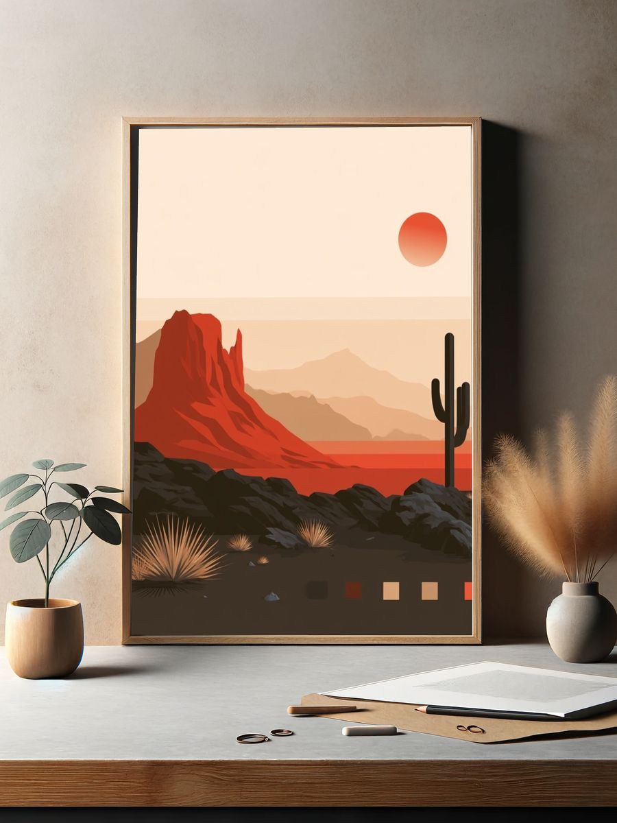 Desert Mesa Sunset Print. — room view 2